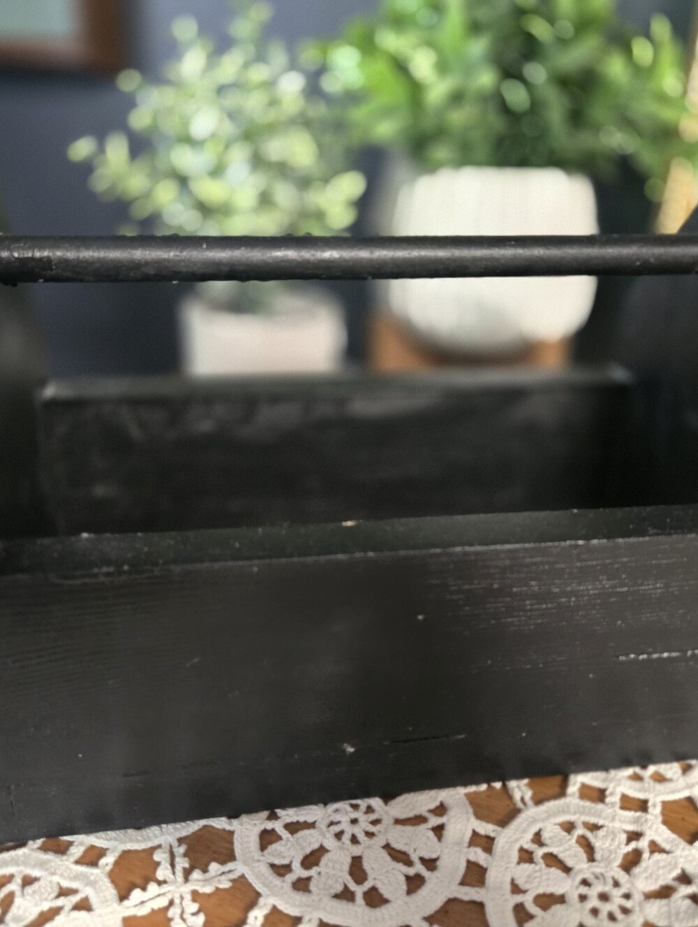 Black Wooden Carry Caddy – Rustic Primitive Farmhouse Organizer